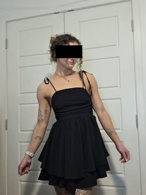 Black Tiered Spaghetti Strap Dress